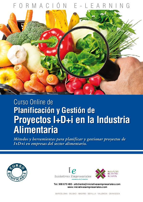 Planificación y Gestión de Proyectos I+D+I en la Industria Alimentaria
