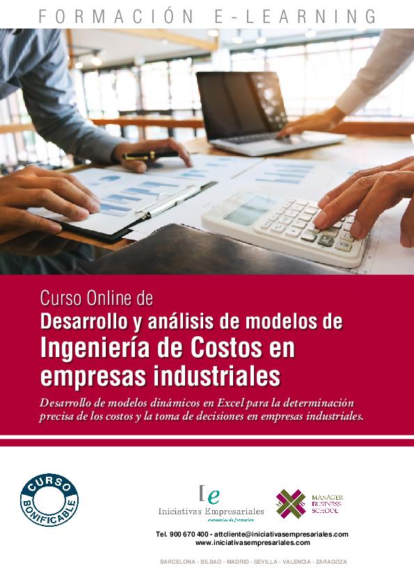 Desarrollo y análisis de modelos de Ingeniería de Costos en empresas industriales