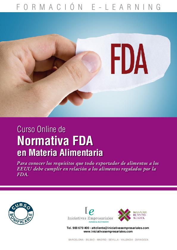 Normativa FDA en Materia Alimentaria
