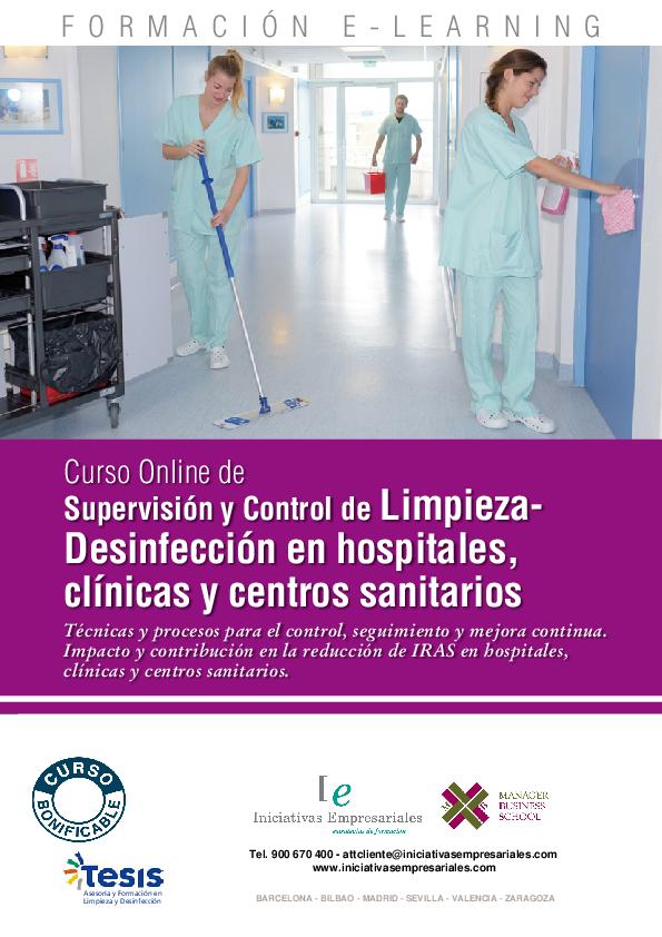 Supervisión y Control de Limpieza- Desinfección en hospitales, clínicas y centros sanitarios