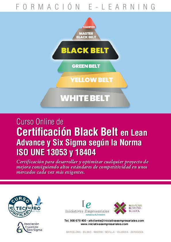 Certificación Black Belt en Lean Advance y Six Sigma según la Norma ISO UNE 13053 y 18404