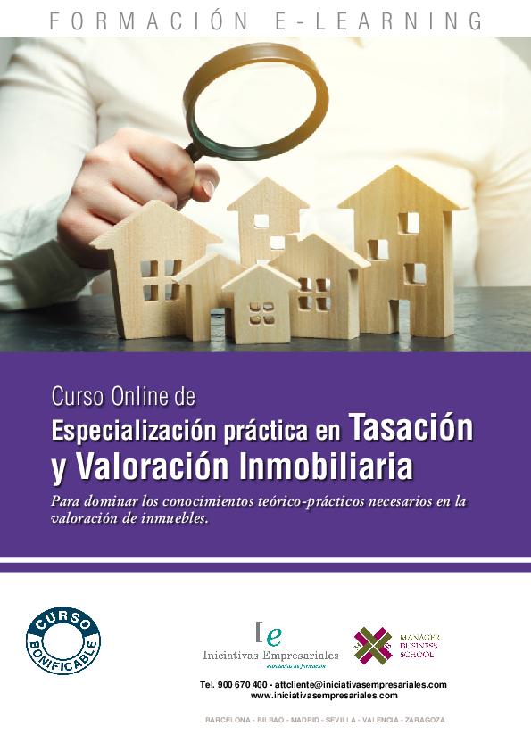 Especialización práctica en Tasación y Valoración Inmobiliaria