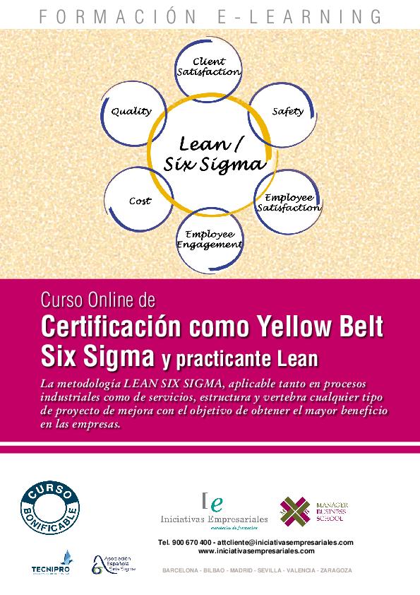 Certificación Yellow Belt Six Sigma y practicante Lean