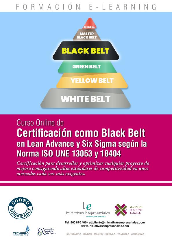 Certificación Black Belt en Lean Advance y Six Sigma según la Norma ISO UNE 13053 y 18404