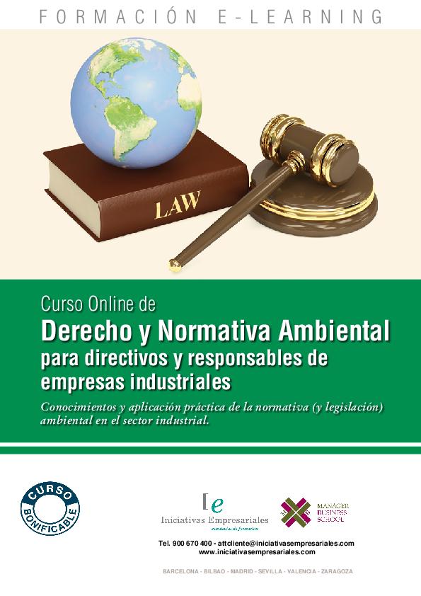 Derecho y Normativa Ambiental para directivos y responsables de empresas industriales