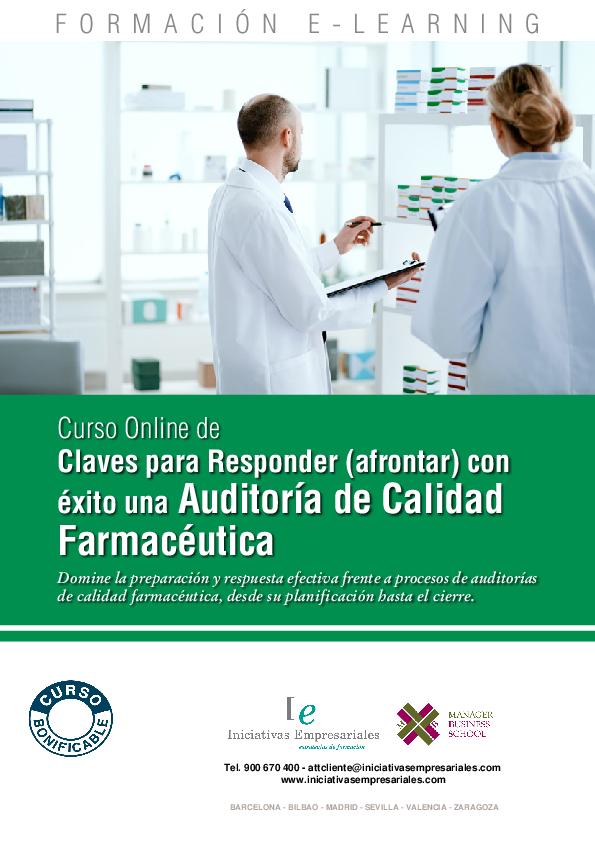 Claves para Responder (afrontar) con éxito una Auditoría de Calidad Farmacéutica