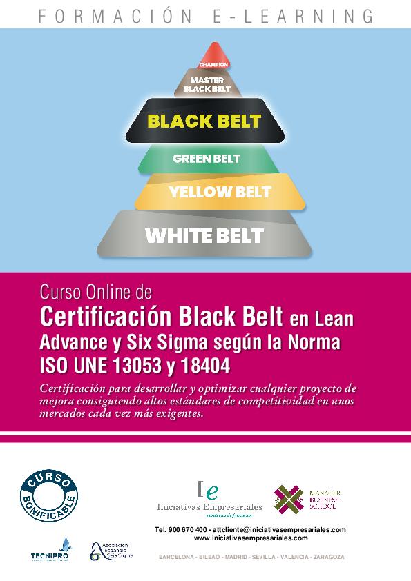 Certificación Black Belt en Lean Advance y Six Sigma según la Norma ISO UNE 13053 y 18404