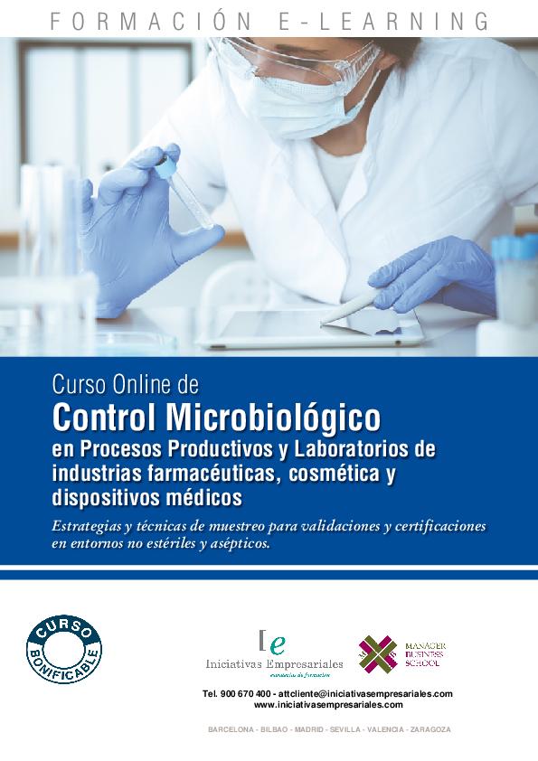 Control Microbiológico en Procesos Productivos y Laboratorios de industrias farmacéuticas, cosmética y dispositivos médicos