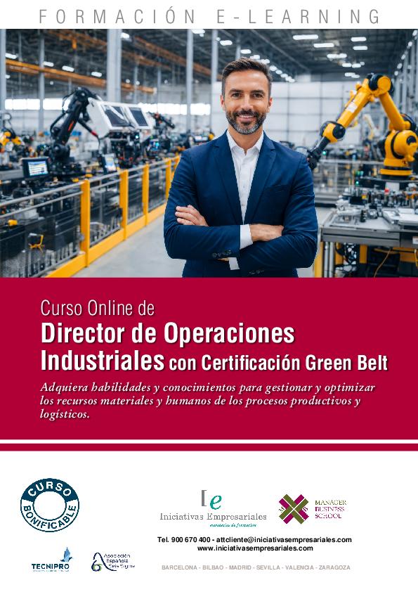 Director de Operaciones Industriales con Certificación Green Belt