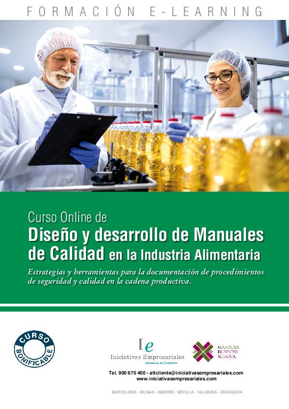 Diseño y desarrollo de Manuales de Calidad en la Industria Alimentaria