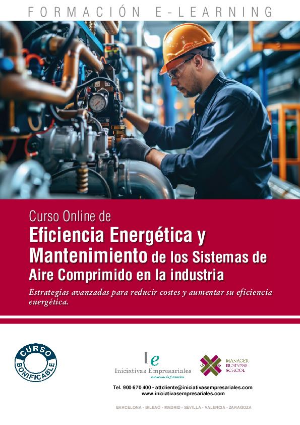 Eficiencia Energética y Mantenimiento de los Sistemas de Aire Comprimido en la industria