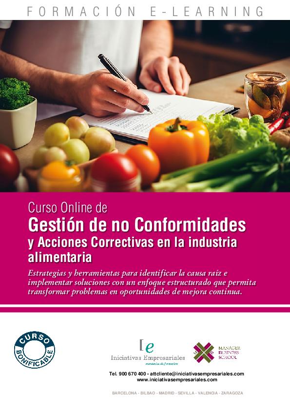 Gestión de no Conformidades y Acciones Correctivas en la industria alimentaria