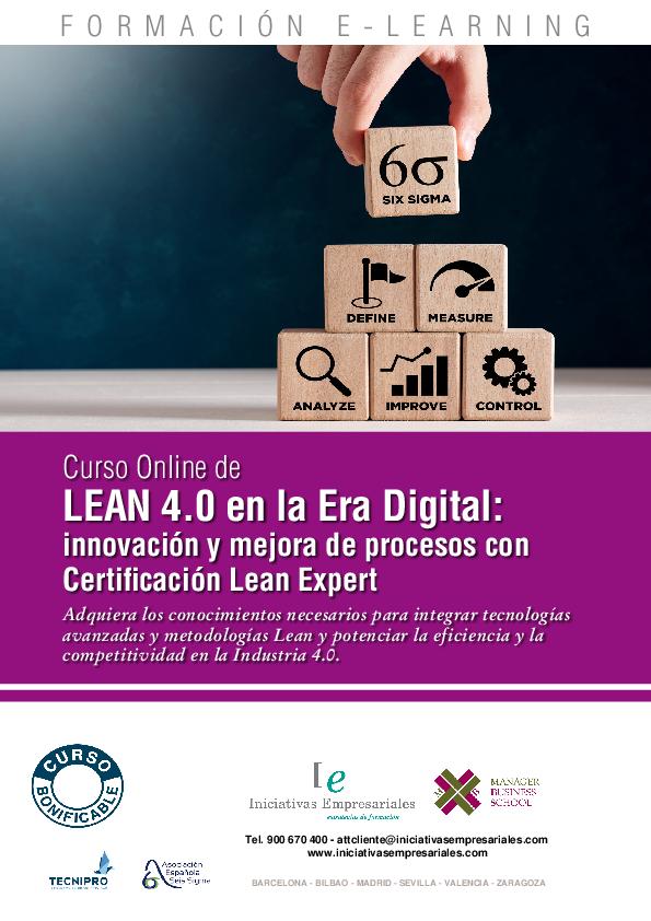 LEAN 4.0 en la Era Digital: innovación y mejora de procesos con Certificación Lean Expert