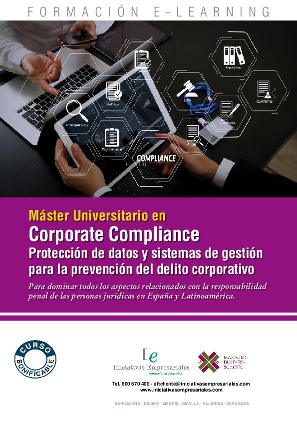 Máster Universitario en Corporate Compliance Protección de datos y sistemas de gestión para la prevención del delito corporativo