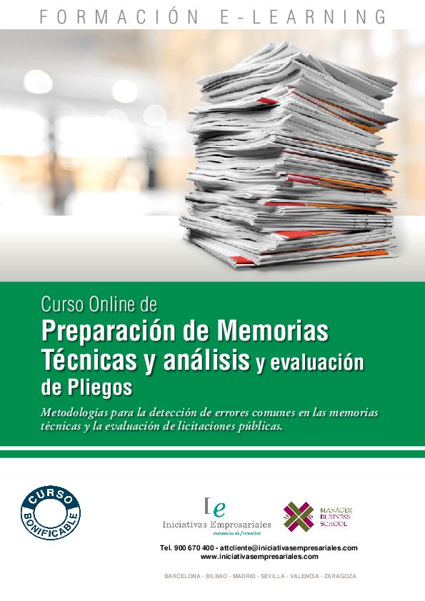 Preparación de Memorias Técnicas y análisis y evaluación de Pliegos