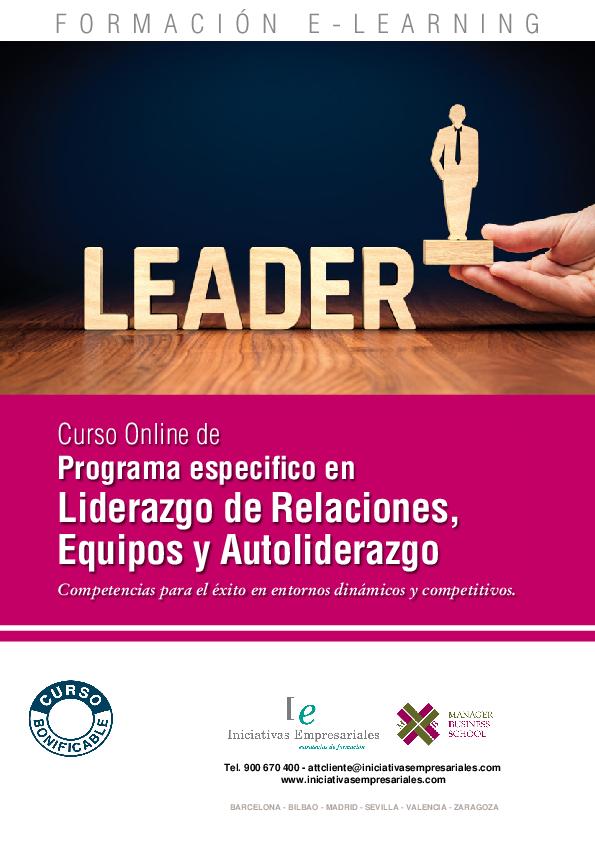 Programa específico en Liderazgo de Relaciones, Equipos y Autoliderazgo