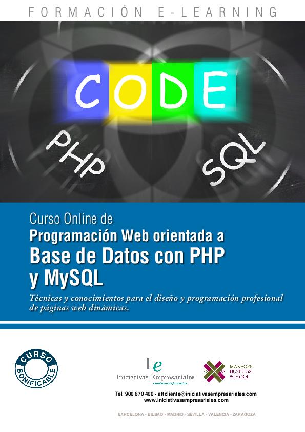 Programación Web orientada a Base de Datos con PHP y MySQL