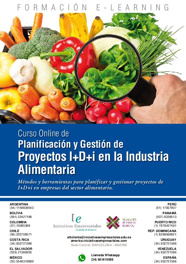 Planificación y Gestión de Proyectos I+D+I en la Industria Alimentaria