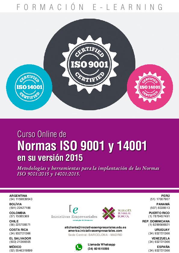 Normas ISO 9001 y 14001 en su versión 2015