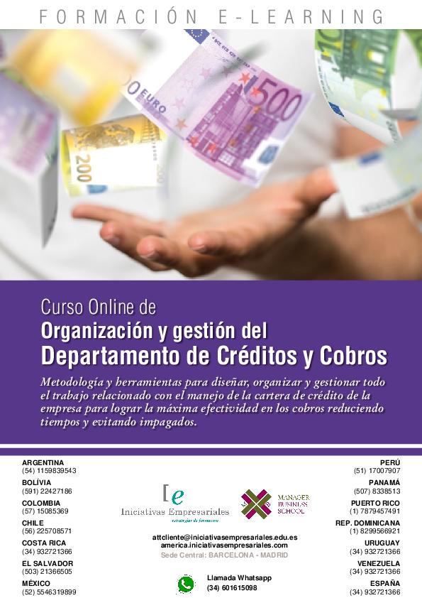 Organización y gestión del Departamento de Créditos y Cobros
