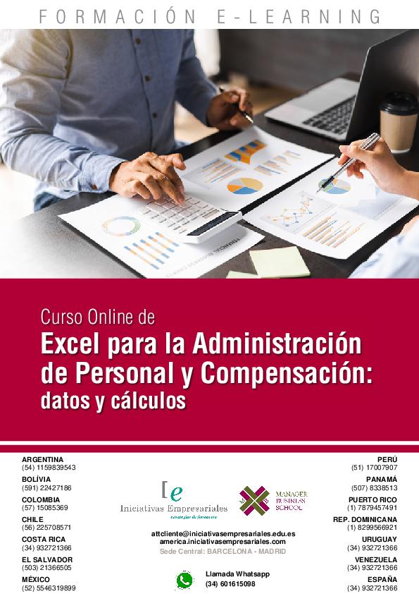 Excel para la Administración de Personal y Compensación: datos y cálculos