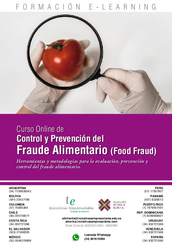Control y Prevención del Fraude Alimentario (Food Fraud)