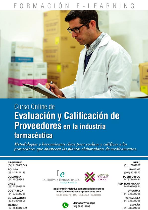 Evaluación y Calificación de Proveedores en la industria farmacéutica