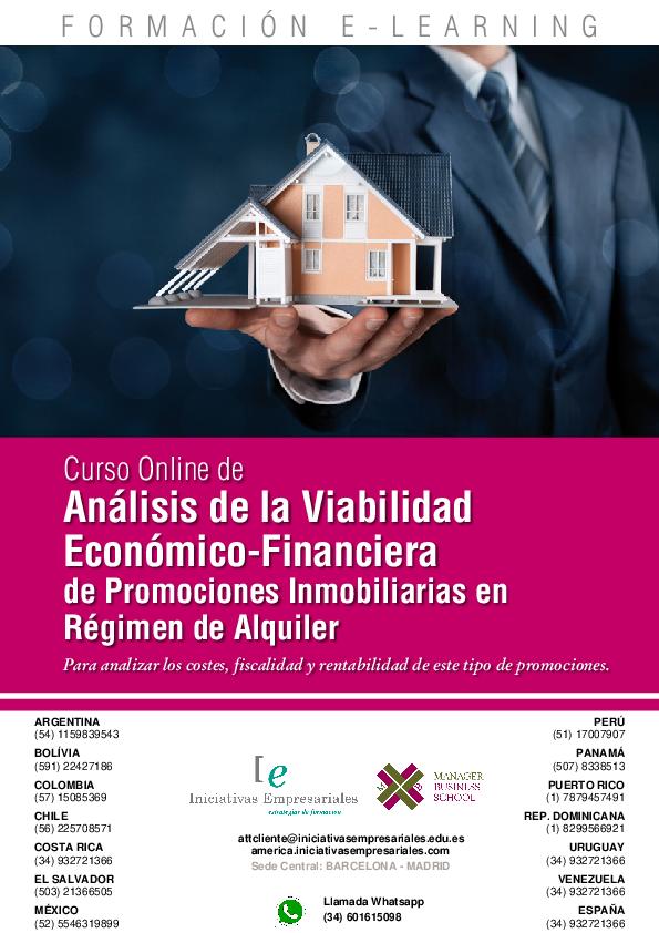 Análisis de la Viabilidad Económico-Financiera de Promociones Inmobiliarias en Régimen de Alquiler