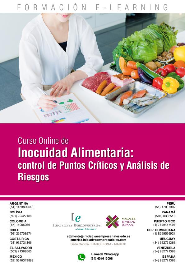 Inocuidad Alimentaria: control de Puntos Críticos y Análisis de Riesgos