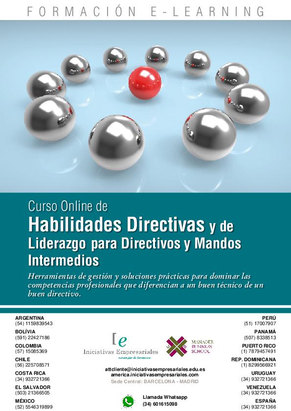 Habilidades Directivas y de Liderazgo para Directivos y Mandos Intermedios