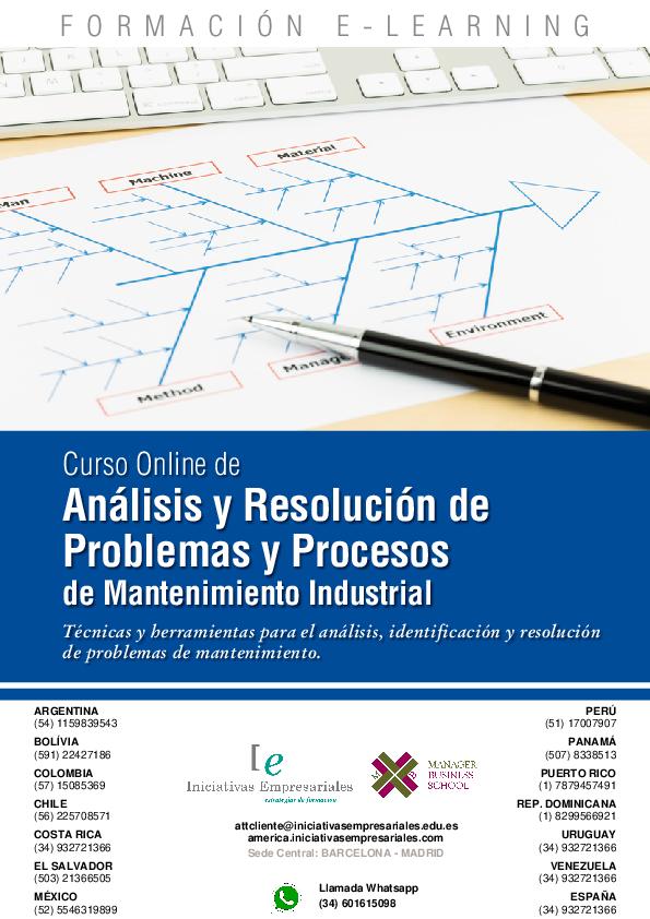 Análisis y Resolución de Problemas y Procesos de Mantenimiento Industrial
