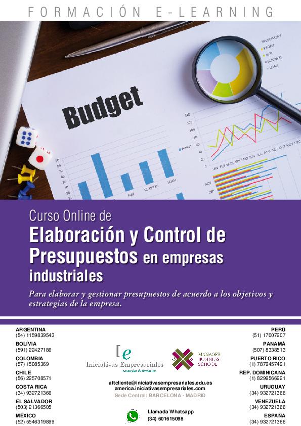 Elaboración y Control de Presupuestos en empresas industriales
