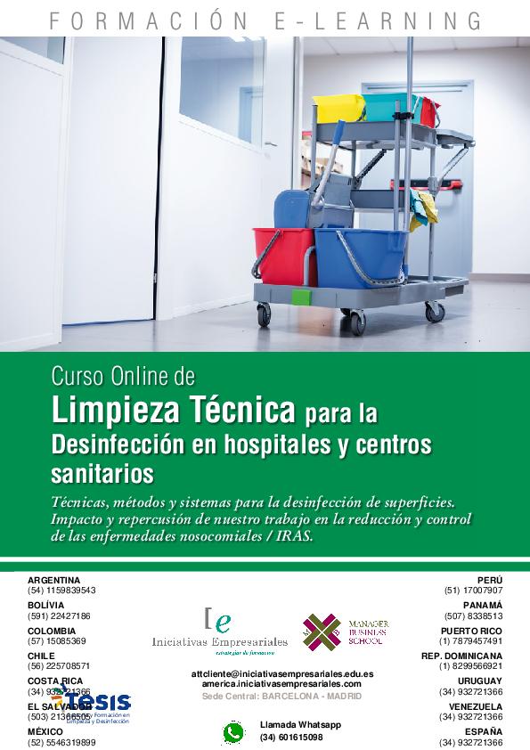 Limpieza Técnica para la Desinfección en hospitales y centros sanitarios