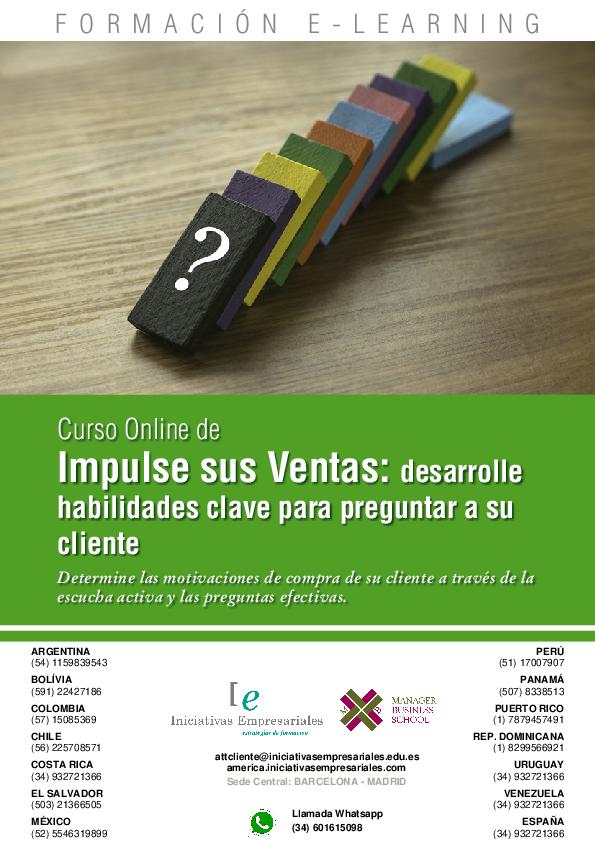 Impulse sus Ventas: desarrolle habilidades clave para preguntar a su cliente