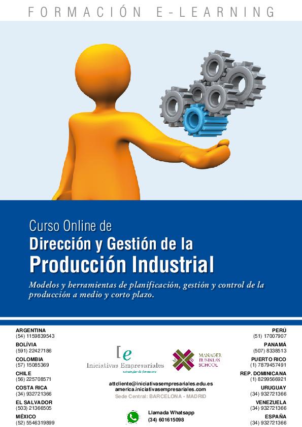 Dirección y Gestión de la Producción Industrial