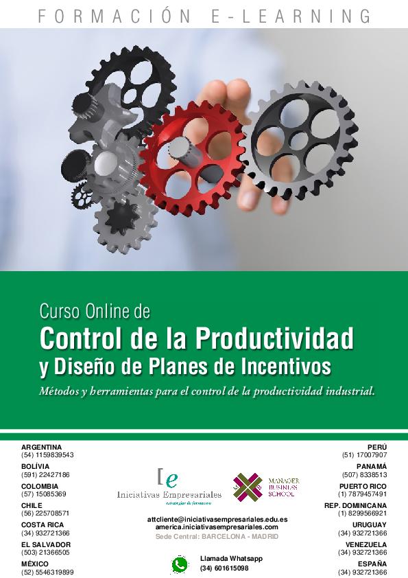 Control de la Productividad y Diseño de Planes de Incentivos