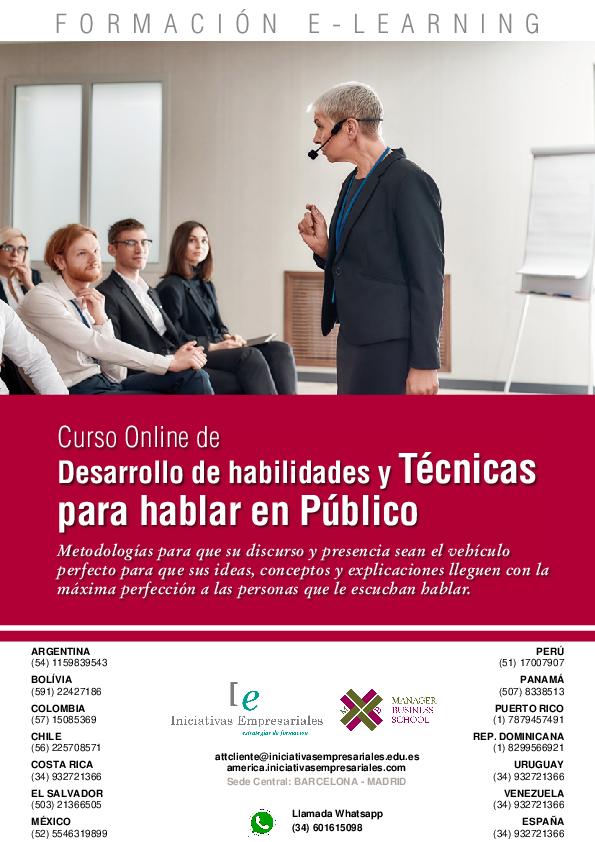 Desarrollo de habilidades y Técnicas para hablar en Público