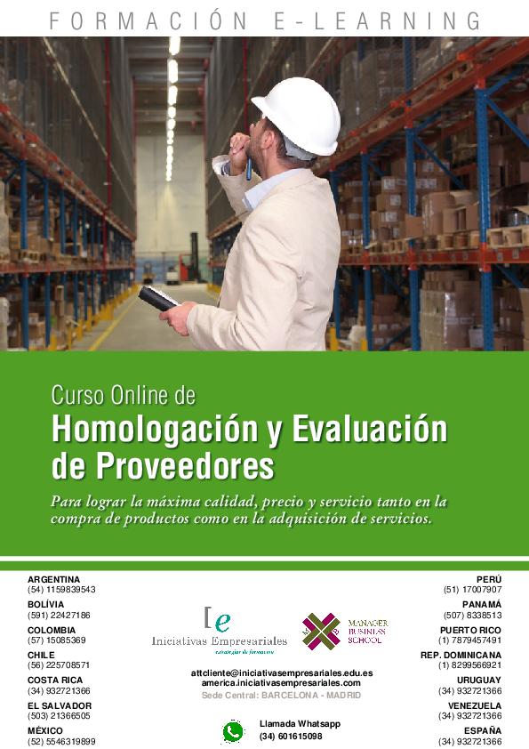 Homologación y Evaluación de Proveedores