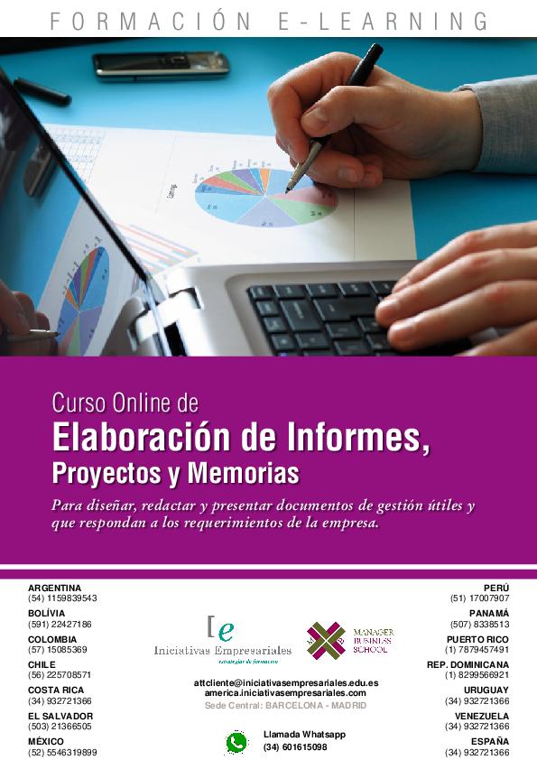 Elaboración de Informes, Proyectos y Memorias