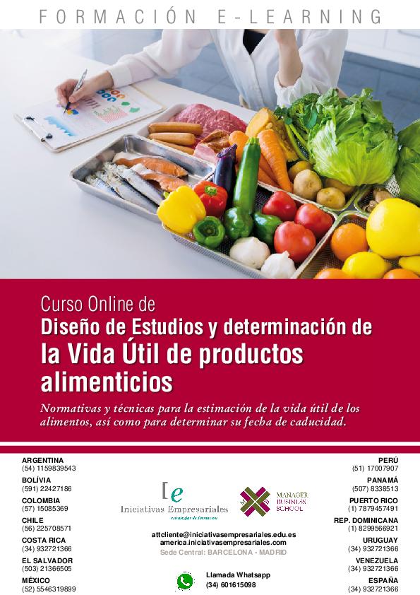 Diseño de Estudios y determinación de la Vida Útil de productos alimenticios