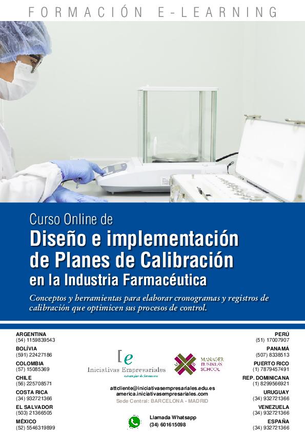 Diseño e implementación de Planes de Calibración en la Industria Farmacéutica