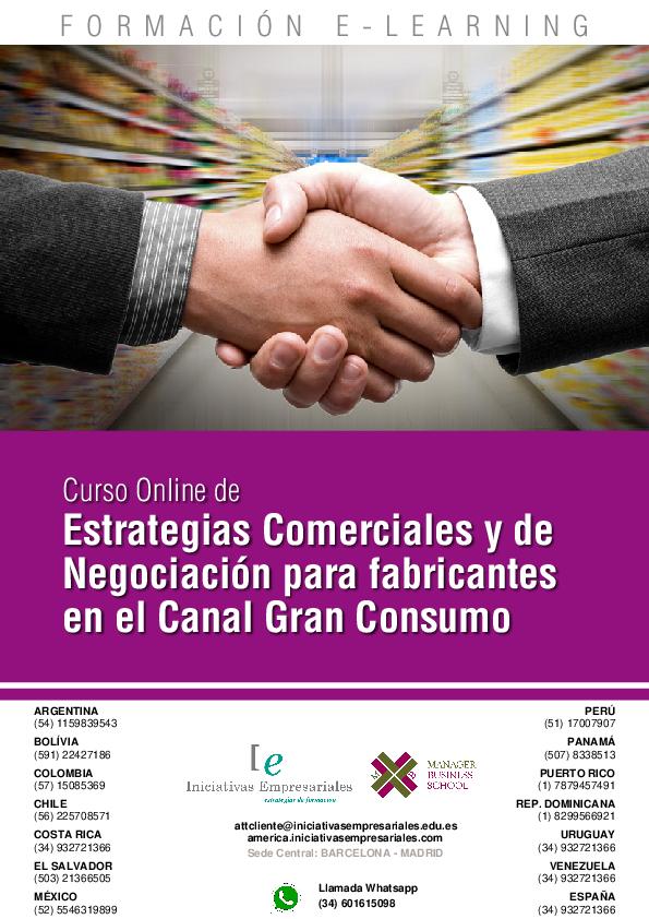 Estrategias Comerciales y de Negociación para fabricantes en el Canal Gran Consumo