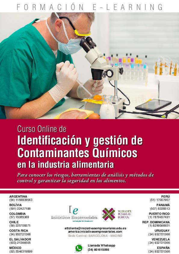 Identificación y gestión de Contaminantes Químicos en la industria alimentaria