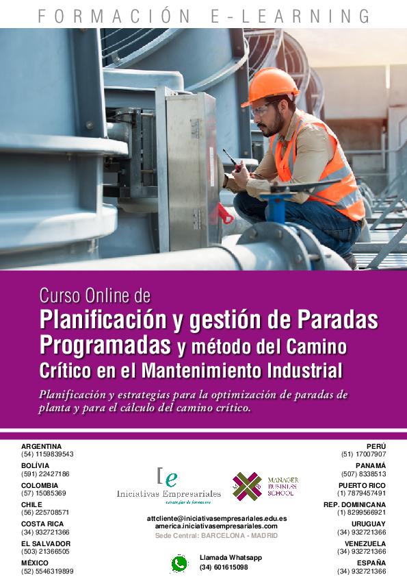 Planificación y gestión de Paradas Programadas y método del Camino Crítico en el Mantenimiento Industrial