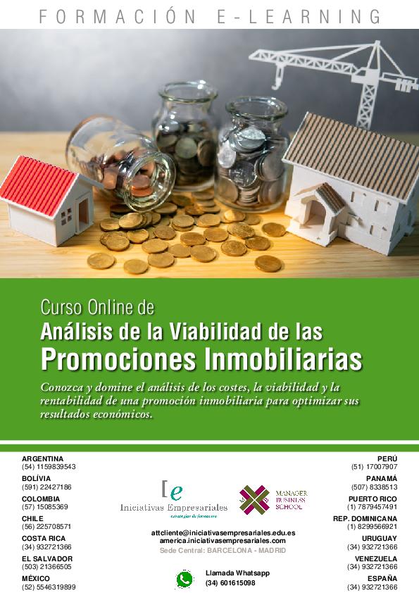 Análisis de la Viabilidad de las promociones inmobiliarias