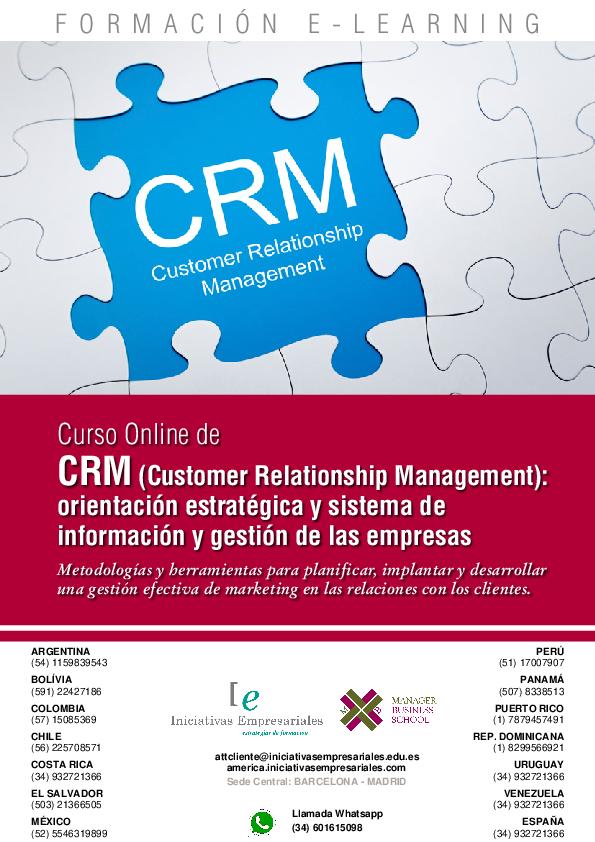 CRM (Customer Relationship Management): orientación estratégica y sistema de información y gestión de las empresas