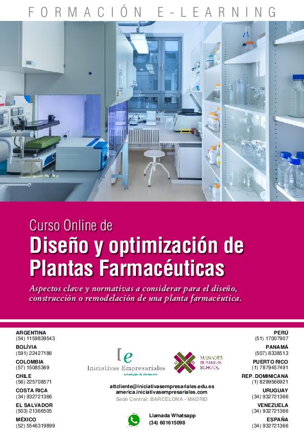 Diseño y optimización de Plantas Farmacéuticas