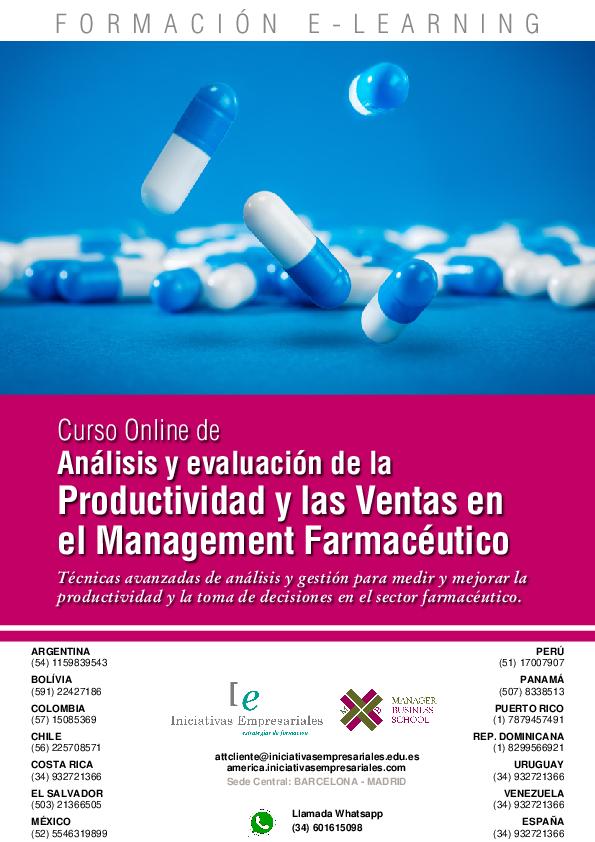 Análisis y evaluación de la Productividad y las Ventas en el Management Farmacéutico