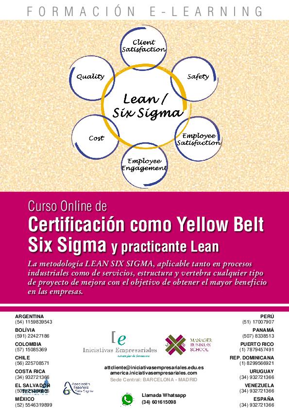 Certificación Yellow Belt Six Sigma y practicante Lean