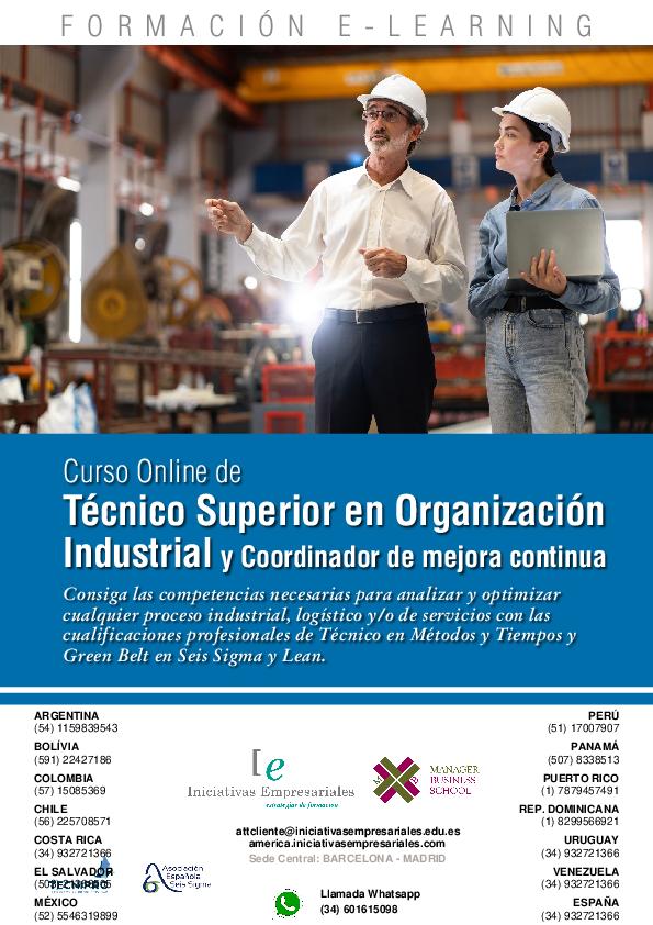 Técnico Superior en Organización Industrial y Coordinador de mejora continua